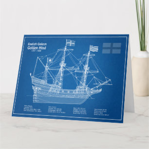 Tarjeta De Agradecimiento Golden Hind - Planes de trazado de los buques ABD