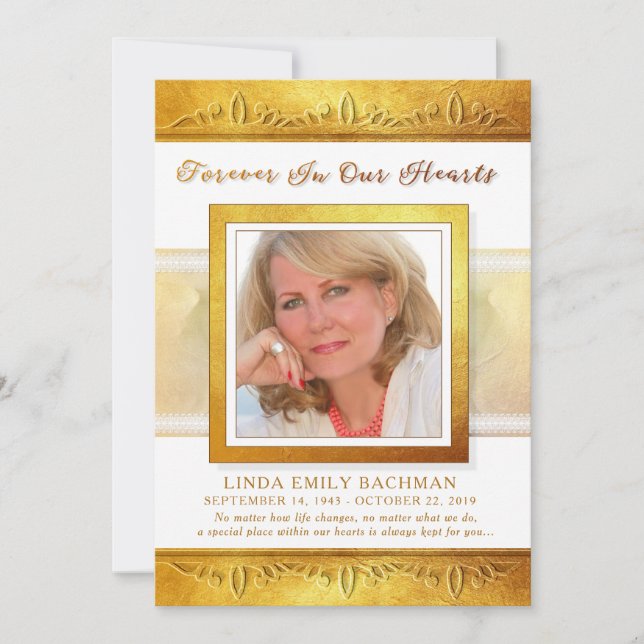 Tarjeta De Agradecimiento Golden In Our Hearts Foto Gracias A La Solidaridad (Anverso)