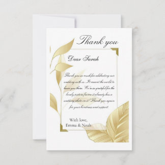 Tarjeta De Agradecimiento Golden Leaves Flat Thank You Card