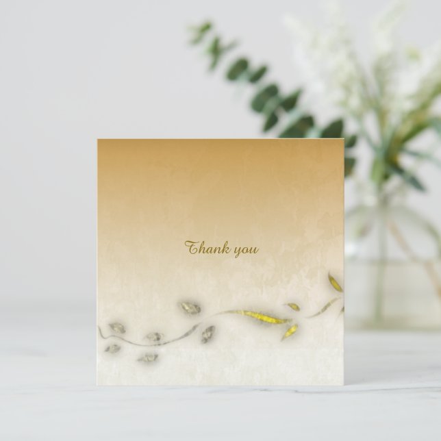 Tarjeta De Agradecimiento Golden leaves folded thank you card  (Anverso de pie)