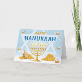 Tarjeta De Agradecimiento Golden Menorah Hanukkah Blessings Greeting Card