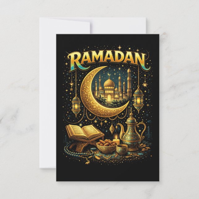 Tarjeta De Agradecimiento Golden Nights of Ramadan (Anverso)