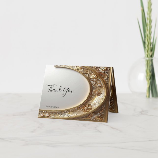 Tarjeta De Agradecimiento Golden Ornate Frame Thank You Card (Anverso)