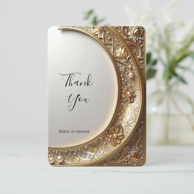 Tarjeta De Agradecimiento Golden Ornate Frame Thank You Card (Anverso de pie)