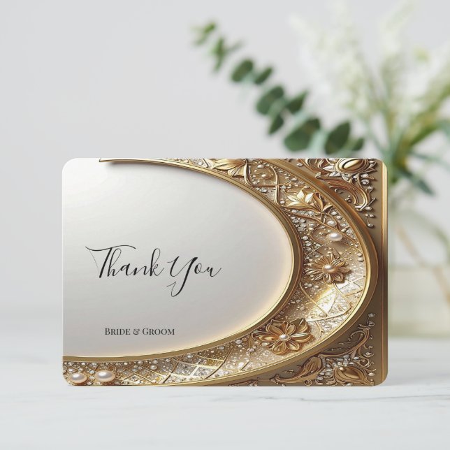 Tarjeta De Agradecimiento Golden Ornate Frame Thank You Card (Anverso de pie)