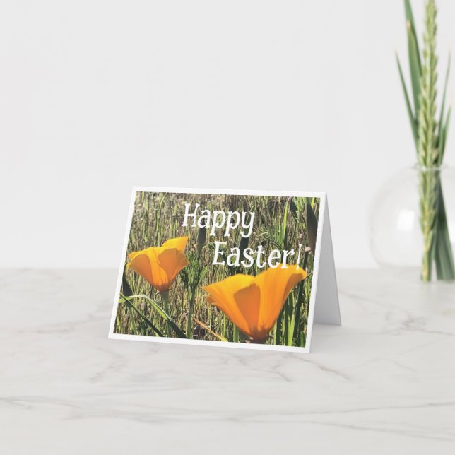 Tarjeta De Agradecimiento Golden Poppies Easter Card 1 (Anverso)