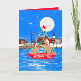 Tarjeta De Agradecimiento Golden Retriever Annapolis Desfile Luces Navidad