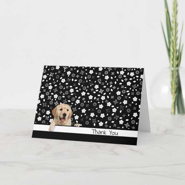 Tarjeta De Agradecimiento Golden Retriever Gracias por la impresión floral (Anverso)
