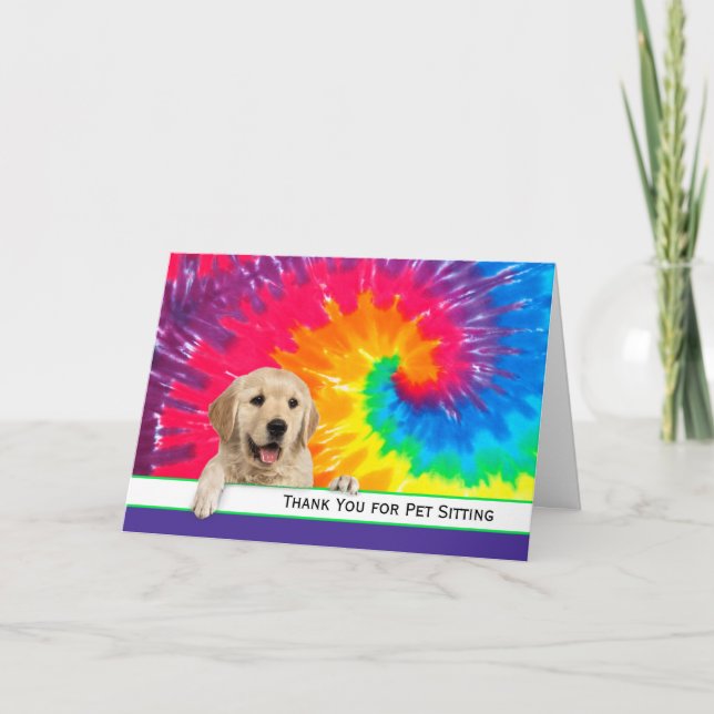 Tarjeta De Agradecimiento Golden Retriever Gracias por sentarse en Mascota (Anverso)