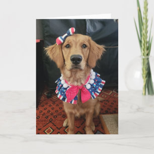 Tarjeta De Agradecimiento Golden Retriever patriótico, saludos del 4 de juli