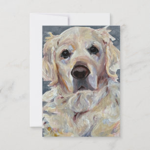 Tarjeta De Agradecimiento Golden Retriever Pintado A Mano En Lienzo