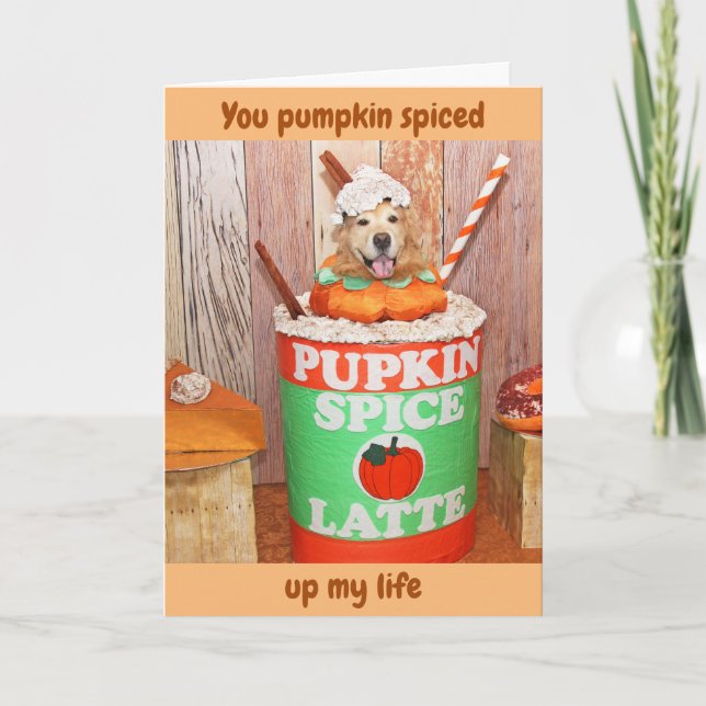 Tarjeta De Agradecimiento Golden Retriever Pumpkin Spice Latte Gracias (Anverso)
