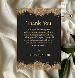 Tarjeta De Agradecimiento Golden Wedding Anniversary Gold Faux Glitter