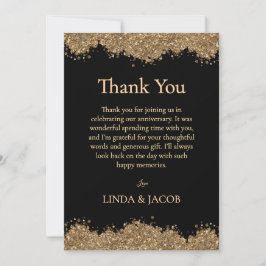 Tarjeta De Agradecimiento Golden Wedding Anniversary Gold Faux Glitter