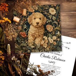 Tarjeta De Agradecimiento Goldendoodle Puppy William Morris Style Fiesta