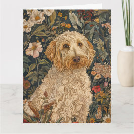 Tarjeta De Agradecimiento Goldendoodle William Morris Style Floral Gracias
