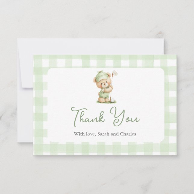 Tarjeta De Agradecimiento Golf  Baby Shower Thank You Card (Anverso)