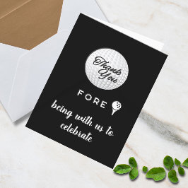 Tarjeta De Agradecimiento Golf Ball Gracias Fore! Personalizado blanco negro