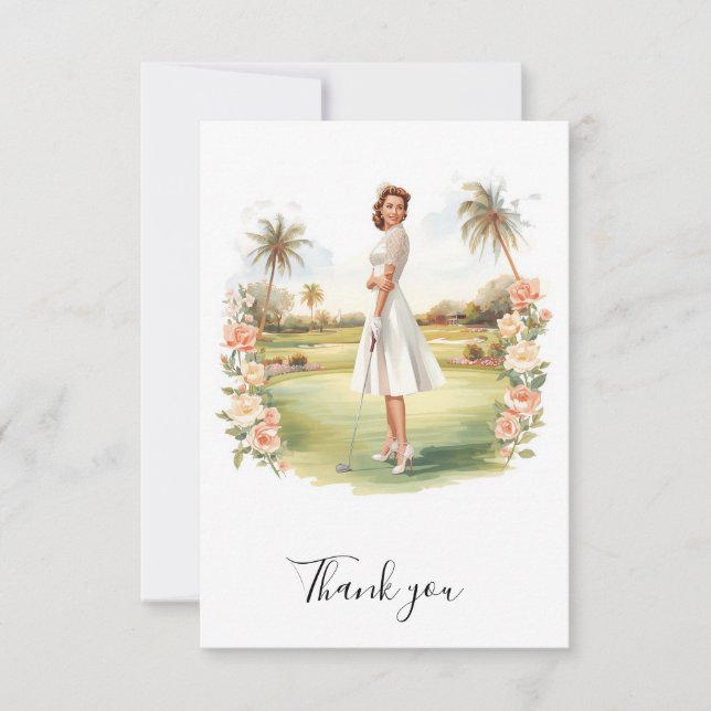 Tarjeta De Agradecimiento Golf bridal shower Flat Thank You Card (Anverso)