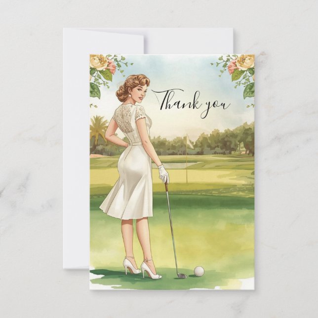 Tarjeta De Agradecimiento Golf Bridal Shower Thank You Card (Anverso)