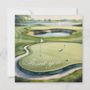 Tarjeta De Agradecimiento Golf con texto en el estilo acuarela del campo de