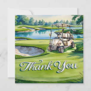 Tarjeta De Agradecimiento Golf con texto en el estilo acuarela del campo de