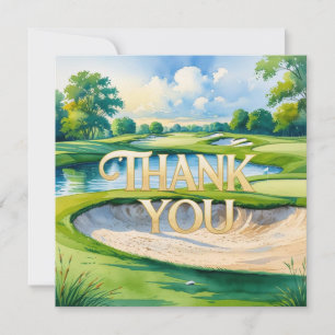 Tarjeta De Agradecimiento Golf con texto en el estilo acuarela del campo de 