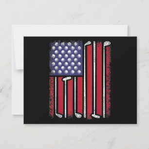 Tarjeta De Agradecimiento Golf Divertido Bandera Americana Jugador de Golf V