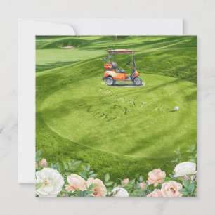 Tarjeta De Agradecimiento Golf gracias texto para golfista con flores