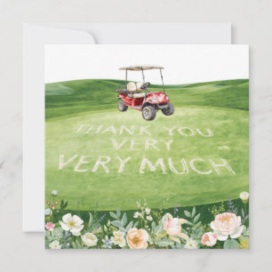 Tarjeta De Agradecimiento Golf gracias texto para golfista con flores