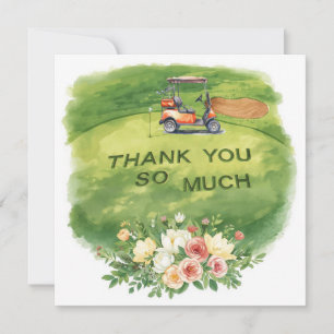 Tarjeta De Agradecimiento Golf gracias texto para golfista con flores