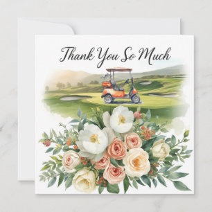 Tarjeta De Agradecimiento Golf gracias texto para golfista con flores