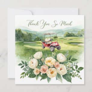 Tarjeta De Agradecimiento Golf gracias texto para golfista con flores