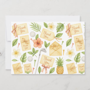 Tarjeta De Agradecimiento Golf Hawaii con temática para la fiesta de cumplea
