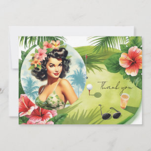 Tarjeta De Agradecimiento Golf Hawaii temática para fiesta de cumpleaños haw