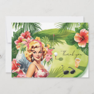 Tarjeta De Agradecimiento Golf Hawaii tematizado para fiesta de cumpleaños h
