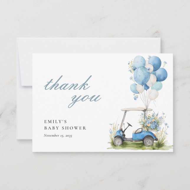 Tarjeta De Agradecimiento Golf Let's Par-tee Boy Baby Shower (Anverso)