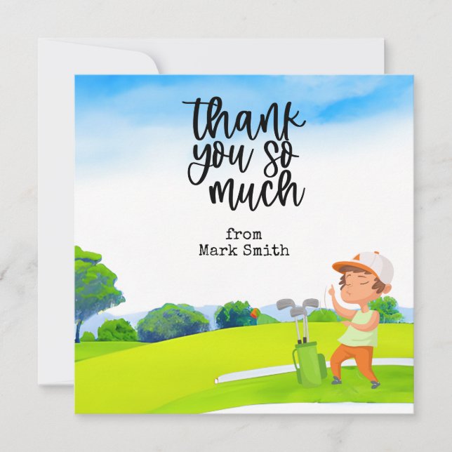 Tarjeta De Agradecimiento Golf masculino en el campo de golf (Anverso)