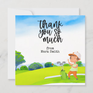 Tarjeta De Agradecimiento Golf masculino en el campo de golf