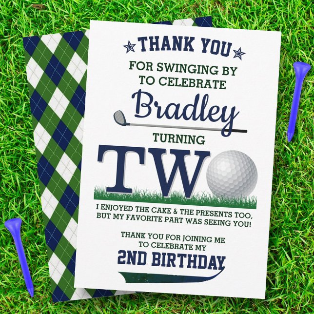 Tarjeta De Agradecimiento Golf PAR-TEE 2º cumpleaños (Subido por el creador)