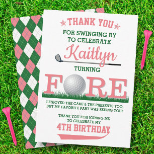 Tarjeta De Agradecimiento Golf PAR-TEE 4º cumpleaños