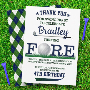 Tarjeta De Agradecimiento Golf PAR-TEE 4º cumpleaños
