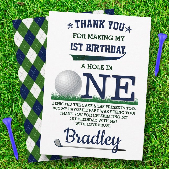Tarjeta De Agradecimiento Golf PAR-TEE Primer cumpleaños (Subido por el creador)
