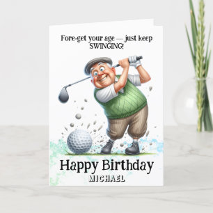 Tarjeta De Agradecimiento *~* Golf Swinging AP94 Funny Old Man Birthday Card