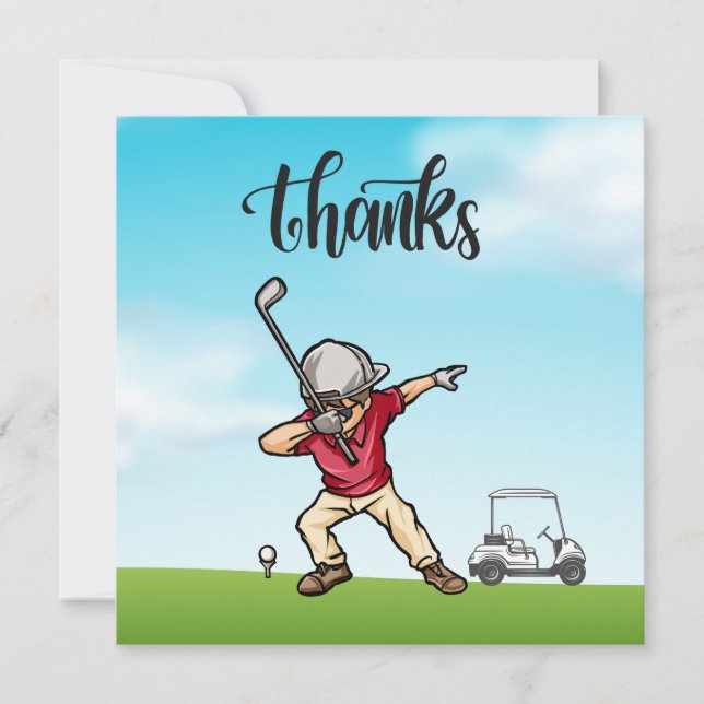 Tarjeta De Agradecimiento Golfer dabbing en el campo de golf gracias (Anverso)