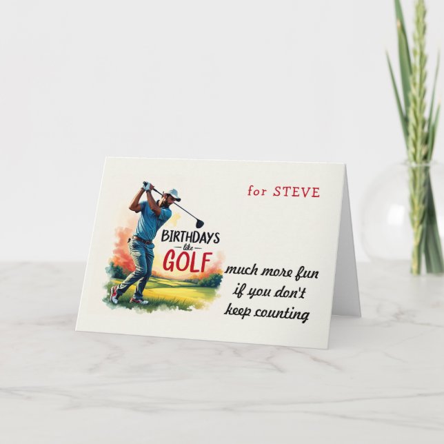 Tarjeta De Agradecimiento Golfer Funny Birthday desea chiste de golf (Anverso)