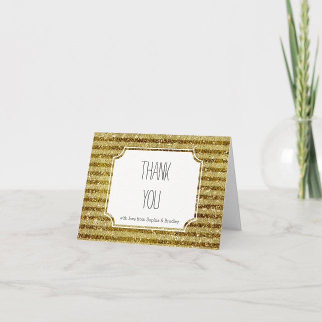 Tarjeta De Agradecimiento Golpes Purpurinas de oro Gracias (Anverso)