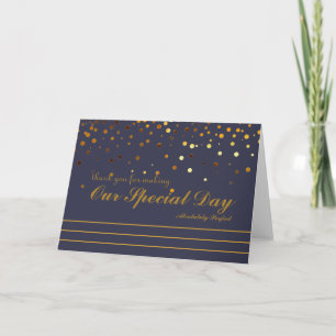 Tarjeta De Agradecimiento Golpes Purpurinas de oro Gracias por un día especi