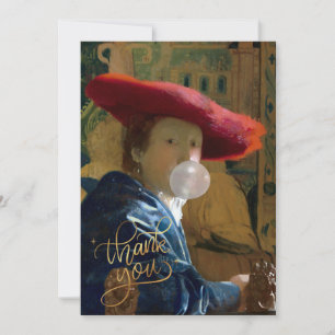 Tarjeta De Agradecimiento Goma de burbuja Diva en un gorra rojo soplando un 