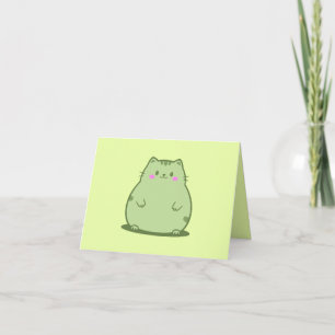 Tarjeta De Agradecimiento Gordita Gatita Verde Matcha